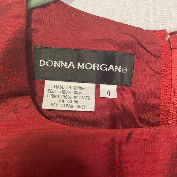 Donna Morgan Women's  Size 4 Raw Silk Red Sheath Dress - Picture 5 of 10